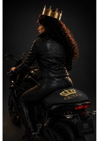 Resim Queen Universal Motor Sele Kılıfı Siyah Scooter Sele Koruyucu Kadınlara Özel %100 Polyester Yıkanabilir Koltuk Kılıfı 