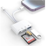 Resim Rogfer 4'ü 2 Arada Usb-c / Type-c 8 Pin Arabirim Çok Fonksiyonlu Kart Okuyucu Beyaz 