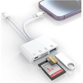 Resim Rogfer 4'ü 2 Arada Usb-c / Type-c 8 Pin Arabirim Çok Fonksiyonlu Kart Okuyucu Beyaz 