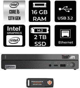 Resim LENOVO Thinkcentre 50Q Gen 4 i5-13420H 16GB RAM 2TB SSD FDOS 12LN0048TR MİNİ PC & PER4 BELLEK 