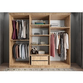 Resim Merina Membran 6 Kapaklı Gardırop Montaj Dahil Çam Beyaz 210 Cm 