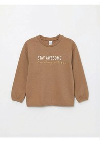 Resim Lc Waikiki Kahverengi Baskılı Kız Bebek Sweatshirt 