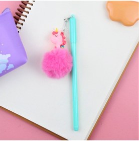 Resim Jel Kalem Ponpon Unicorn Koyu Pembe 