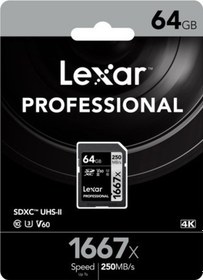 Resim Lexar Professional 1667X LSD64GCBNA1667 64 GB SDXC UHS-II Hafıza Kartı 