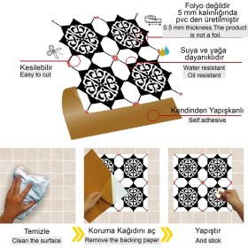 Resim Tink Kendinden Yapışkanlı Fayans Kaplama Şam Desenli Pvc Karo 30X30 cm (4 Adet) 0,36M² 