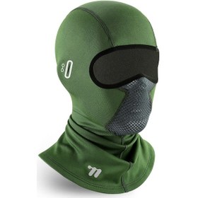 Resim Tenfowee Yeşil Kış Bisiklet Maskesi - Gözlük Delikli, Tüylü Isıtıcı, Solunum Açık, Tam Korumalı, Bisiklet-ski-snowboard İçin Yeşil 