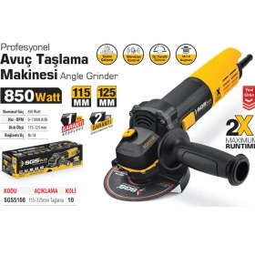 Resim SGS5113 - 125MM Avuç Taşlama Makinesi 850 Watt 