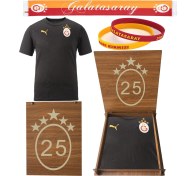 Resim Galatasaray Lisanslı Puma A Takım Antrenman 5 Yıldız T-Shirt Atkı ve Bileklik Hediyelik Ahşap Kutulu 