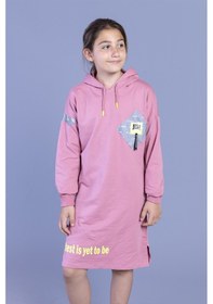 Resim Toontoy Kız Çocuk Düşük Kol Baskılı Elbise Gülkurusu 