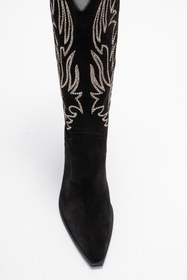 Resim Dericlub Kadın Yüksek Topuk Western Çizme Gerçek Süet Deri ZY 1614 