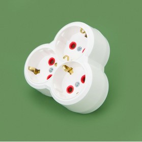 Resim Genel Markalar 3'lü Topraklı Yonca Tip Golyat Fiş Priz - Beyaz 