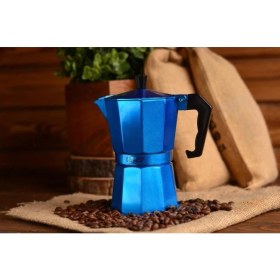 Resim Tekno Trust Metal Taşev T1195 Piccolo Moka Pot 6 Fincan Mavi (Alüminyum) 