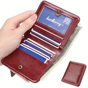 Resim Vintage Solid Color Bifold Coin Purse, Klasik Çoklu Kart Yuvası Kredi Kartı Tutucu 