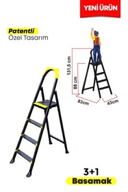 Resim ERTEKPA Leo Siyah Merdiven 3+1 Metal Basamaklı 