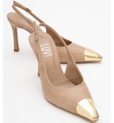 Resim Flare Bej Cilt Gold Detaylı Kadın Topuklu Ayakkabı BEJ CILT Bej 
