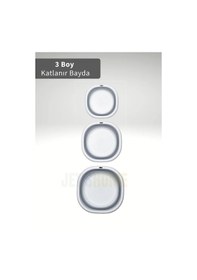 Resim Jet's Home 6'lı Banyo Seti Çamaşır Sepeti Katlanır Badya Katlanır Kova Katlanır Maşrapa Bpa Free Beyaz - Gri 