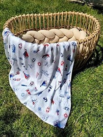 Resim Alpar Tekstil Bambu Müslin Örtü & Battaniye 120x120cm (GEMİ) 