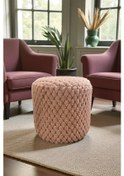 Resim Silindir Puf - Mılano Yumuşak Rabbit Kumaş Tavşan Tüyü Modern Konforlu Dekoratif Puf&bench Pembe 
