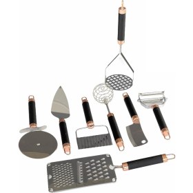 Resim Lüx Metal Siyah Bronz 8 Parça Mutfak Seti 