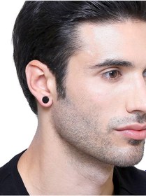 Resim Mıknatıslı Yuvarlak Siyah Çelik Küpe Çift Mse30 