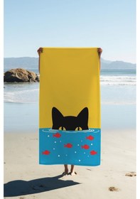 Resim Dijital Baskı Plaj Deniz Havlusu Kedi Desenli Peştamal Hvl0033 Renkli 