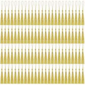 Resim 100 adet İpek Püsküller, Yumuşak El Sanatları Mini Püsküller, Küçük Püskül Püsküller, Kitap Ayracı Kolye, İpek Püskül Kolye, Dekoratif Püsküller, İpek Püskül El Sanatları, 12.7 cm El Yapımı Yumuşak El Sanatları Mini Püsküller, Halat Halkalı Püskül, DIY Anahtarlık/Mezuniyet Şapkası, Takı Yapımı, Hatıralar, Kitap Ayracı, DIY El Sanatları için Kullanılır (100 adet) - Dört Renk Seçeneği 