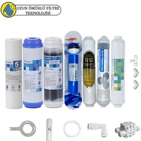 Resim Pemax Water Solutions Purefer Açık Kasa Çift Karbonlu Sertifikalı 7'li B12Alkali-Filmtec Dupon Mebran Şeffaf 4'lü Mineralli 