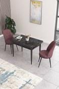 Resim Canisa Concept Nil Serisi 70x110 Sabit Mutfak Masası Takımı Siyah Mermer Desen Masa 2 Gül Kurusu Sandalye 