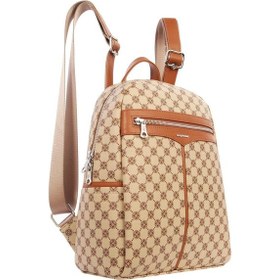 Resim Cengiz Pakel Monogram Kullanışlı Kadın Sırt Çantası - 7368p - Vizon/taba Çok renkli 