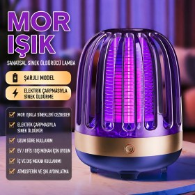 Resim Dexmon Uv Işıklı Elektrikli Sivrisinek Sinek Öldürücü Lamba Sessiz, Kimyasal Içermeyen, 360° Etkili Haşere Kovucu Şarjlı Cihaz 