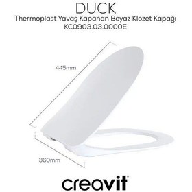 Resim Creavit Free Rim-off Kanalsız Asma Klozet 1.kalite Fe322.02 + Duck Tp Yavaş Kapanan Kapak 2'li Set Beyaz 