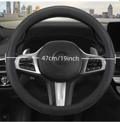 Resim Chuangyinshop Ağır Hizmet Ve İnşaat Araçları 19in Pu Deri Kaymaz Direksiyon Kılıfı Siyah 