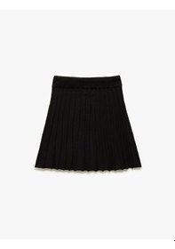 Resim Koton Pamuklu Beli Lastikli Piliseli Basic Etek Siyah 5skg90022ht Siyah 