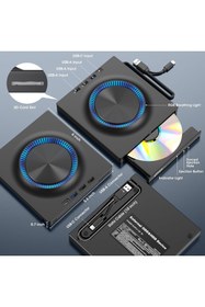 Resim UmoTech Harici DVD-RW CD/DVD Sürücü – USB-C/3.0, USB Hub ve SD Kart Girişli, Slim Taşınabilir 