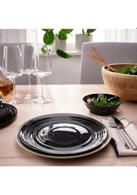 Resim Akdeniz Nätbarb Siyah Renk Temperli 24 Cm Tabak 6 Adet Servis Tatlı Pasta Tabağı Siyah 