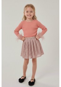 Resim My Kids Wear Kız Çocuk Bayramlık Payet Etekli Takım 12537 Bej - Kahverengi 
