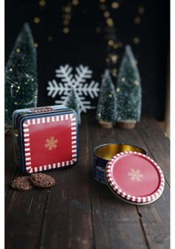 Resim Winter Desenli 2'li Metal Saklama Kabı Seti, 1,9 Lt + 1,1 Lt 