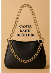 Resim Model 2 Gold Zincirli Yuvarlak Klips Halkalı Çanta Askısı- 90x35cm- Çanta Aksesuarı -çanta Askısı Altın 