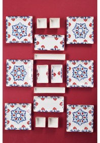 Resim Piatti Naturali 16 Parça 6 Kişilik Çini Kahvaltı Takımı Handmade Sunum Seti Çok Renkli 
