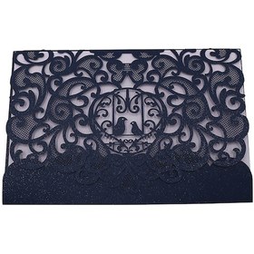 Resim Hombey 20 Adet Mavi Perla Kağıt Davetiye Seti - Kuş Desenli Kapak + İç Kart, Düğün/doğum Günü Davetleri, D068 