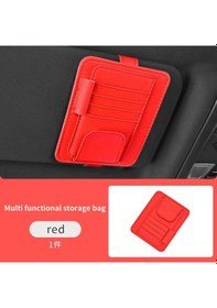 Resim Evrensel Araba Güneşlik Saklama Çantası Çok Fonksiyonlu Pu Deri Güneşlik Tutucu Red 