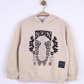 Resim Nk Kids Erkek Çocuk Kapüşonlu Energy Baskılı Sweatshirt-13013-bej Bej 