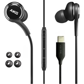 Resim Samsung Galaxy S23 Ultra, Galaxy S23, Galaxy S22, Galaxy S22, Galaxy S21, Note 10 Için Oem Samung Akg Kulaklıklar - Uzaktan ve Mikrofonlu Usb-C ile Orijinal USB Tip C Kulak Içi Kulaklıklar - Siyah 