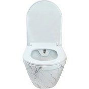 Resim Turkuaz Pure Sharp Calacatta Kanalsız Asma Klozet WH-802+SOFT Kapak 