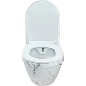 Resim Turkuaz Pure Sharp Calacatta Kanalsız Asma Klozet WH-802+SOFT Kapak 