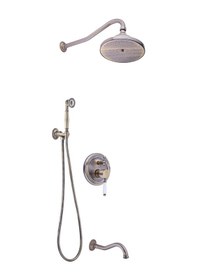 Resim İsaoğlu Yapı Ankastre Duş Sistemi Antik Gold Duş Seti Vintage Ankastre Banyo Sistemi Pirinç Gold 