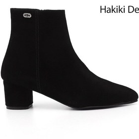 Resim Gönderi R Siyah Süet Fermuarlı Sivri Burun Hakiki Deri Bot Siyah-Süet 