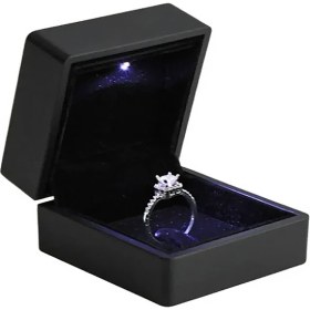 Resim Işıklı Siyah Renk Yüzük Kutusu 