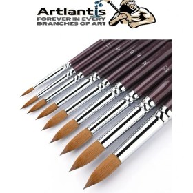 Resim Artlantis Resim Fırçası 1 Numara 5 Li 1 Paket Samur Yuvarlak Uçlu Fırça Seti Guaj Sulu Akrilik Yağlı Boya Fırçaları 