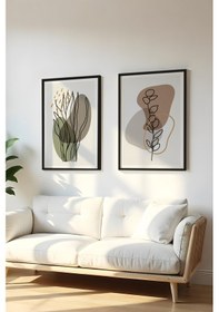 Resim Huhuli Ahşap Siyah Çerçeveli 2 Parça Set Tablo Huhu115 